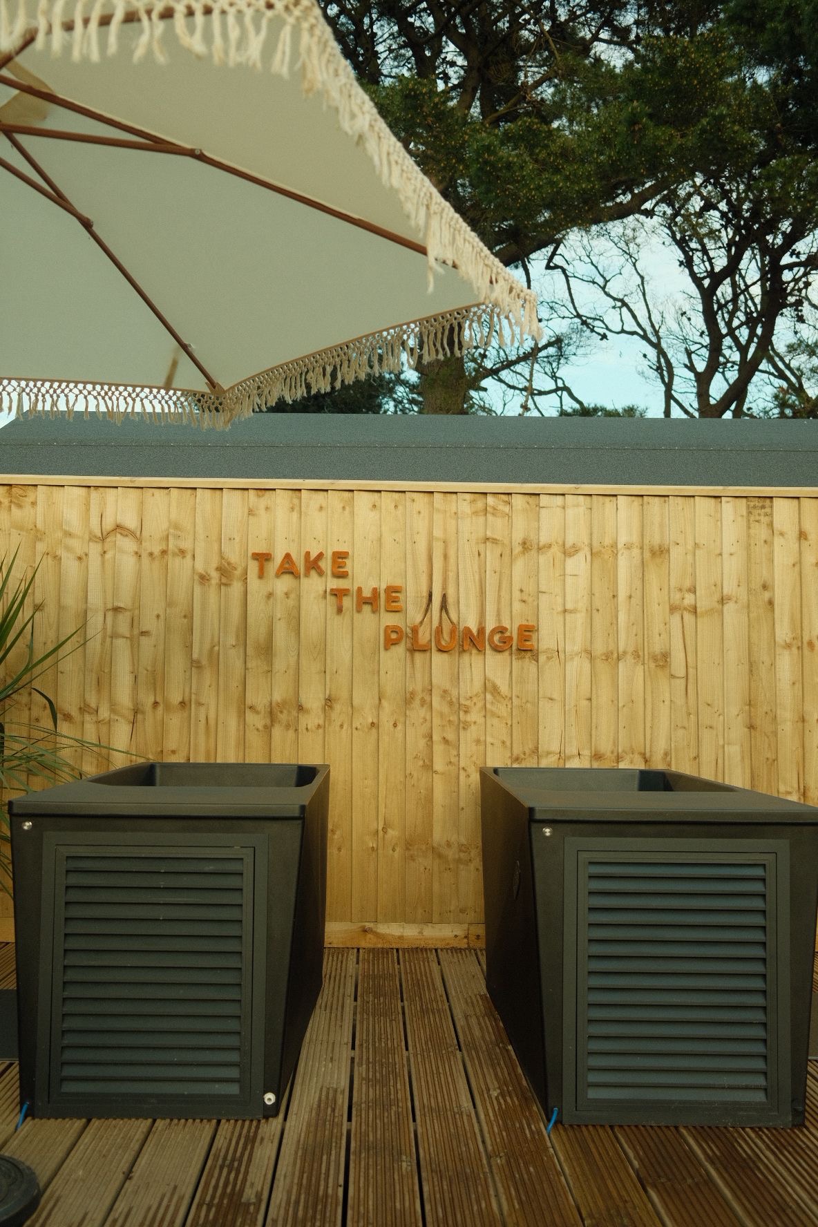 2 plunge pools with 'Take the plunge' logo behind it